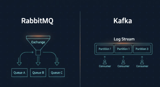 RabbitMQ의 Exchange-Queue 라우팅 모델과 Kafka의 토픽-파티션 로그 모델 비교