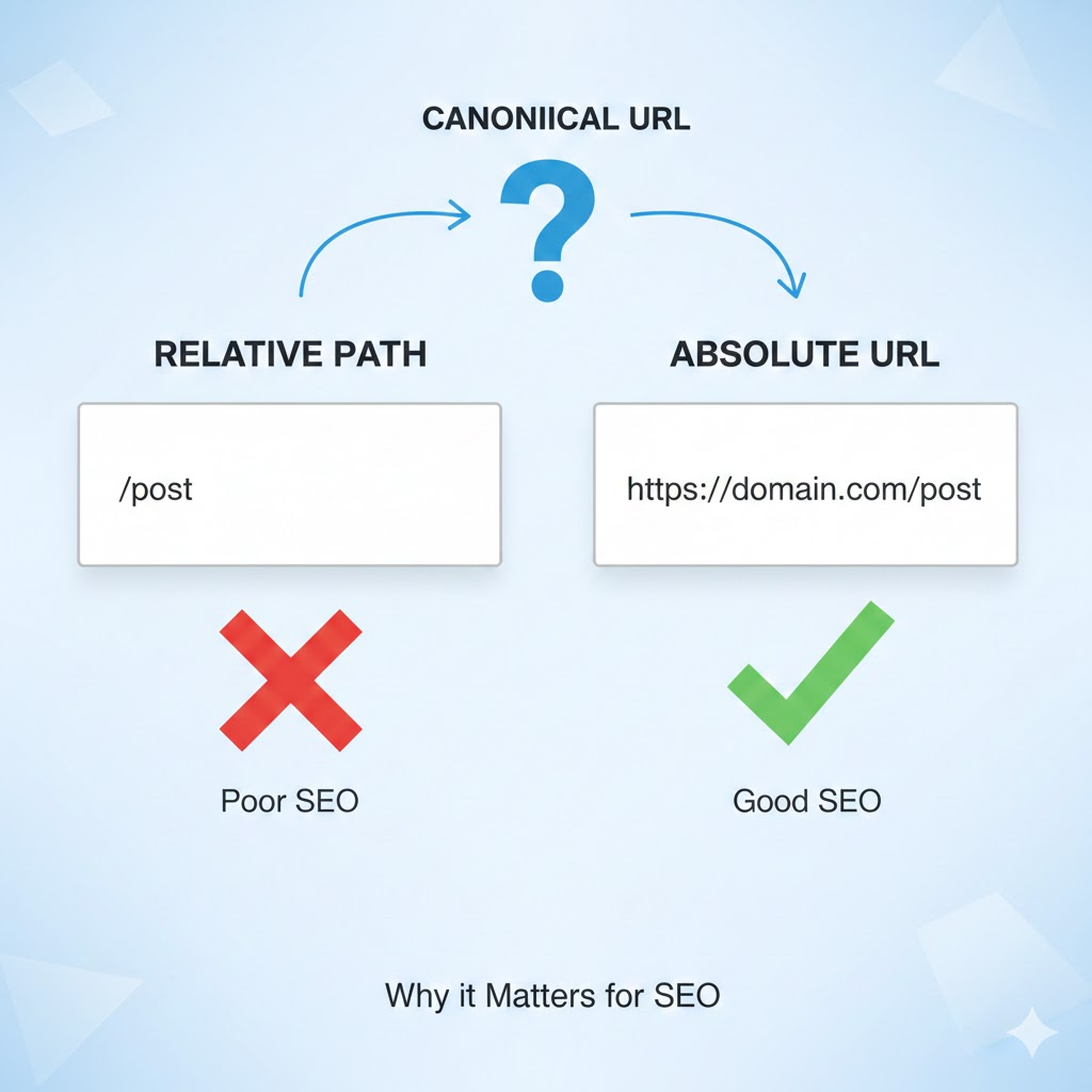 Canonical URL 개념도: 여러 갈래의 주소를 하나의 대표 주소로 모아주는 과정